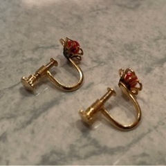 本珊瑚　保証　イヤリング　レディース　宝石　ゴールド　アクセサリー　サンゴの画像