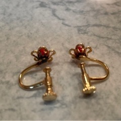 本珊瑚　保証　イヤリング　レディース　宝石　ゴールド　アクセサリー　サンゴの画像