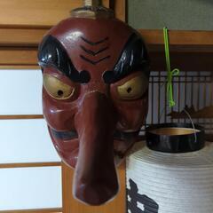 木彫り 天狗 お面 厄除け 魔除け アンティークの画像
