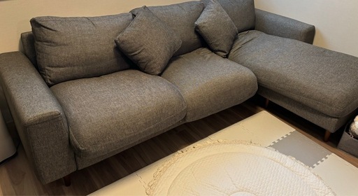 お取引中【美品】IDC大塚家具 duo　3人掛けソファ グレー オットマン