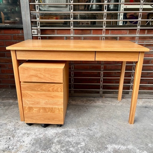 《売約済》【池上店】 無印良品 MUJI オーク材　デスク ワゴン セット コンソールデスク テーブル 引き出し デスク ナチュラル 