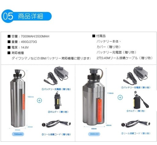 電動リール用バッテリー7000mAh