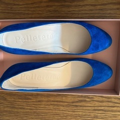 新品Pelleternoスウェードハイヒール 青の画像
