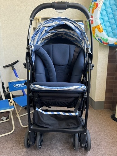 Aprica(アップリカ) A型ベビーカー ラクーナエアー AC 1か月~36か月まで 軽量 両対面 オート4輪 (マリンボーダー NV) 2089771