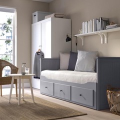 ①【IKEA/イケア】HEMNES ヘムネス デイベッドフレーム（引き出し×3）, グレーの画像