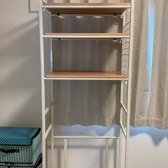 洗濯機ラック ランドリーラック 分解可能 可動棚 幅伸縮65〜92cm 高さ195cm アイリスオーヤマ 収納ボックス3個の画像