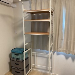 洗濯機ラック ランドリーラック 分解可能 可動棚 幅伸縮65〜92cm 高さ195cm アイリスオーヤマ 収納ボックス3個の画像