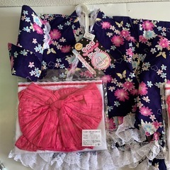 新品未使用 子供用  ゆかた 浴衣ドレス 祭り 花火大会 子供 幼児 100サイズ　西松屋  新品タグ付き　在庫2点 の画像