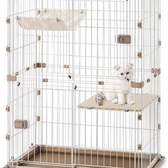 【美品】アイリスオーヤマ  猫 ケージ ウッディ  2段 ライト...