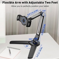 (未使用品)タブレット スタンド 壁掛け 卓上 両用 iPad/スマホ(4.7〜13.5インチ)　ホルダー 折りたたみ 360°回転 自由調節（ブラック）【引き取り限定】 の画像