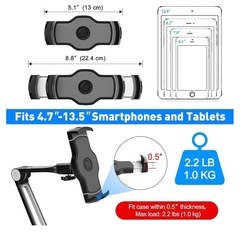 (未使用品)タブレット スタンド 壁掛け 卓上 両用 iPad/スマホ(4.7〜13.5インチ)　ホルダー 折りたたみ 360°回転 自由調節（ブラック）【引き取り限定】 の画像