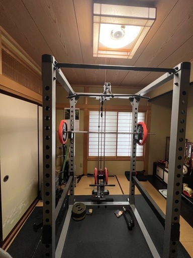 パワーラックHPM + バーベル + 120kg分のプレートセット + ベンチ
