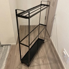 tower 組立式 収納付きバスタオルハンガー　タワー　ブラック
