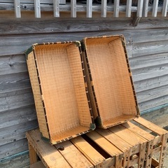大きな柳行李 籠 バスケット 古道具　の画像
