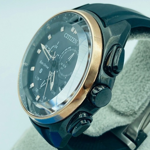 a0812601 CITIZEN シチズン W770 Bluetooth エコドライブ ブラック ピンクゴールド 腕時計 ソーラー 文