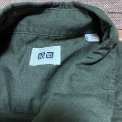 ユニクロ カットソー 麻綿 メンズM 緑の画像