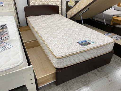 【愛品館 江戸川店 シングル】 France Bed（フランスベッド） 収納付き シングルベッド ID:153-019163-007