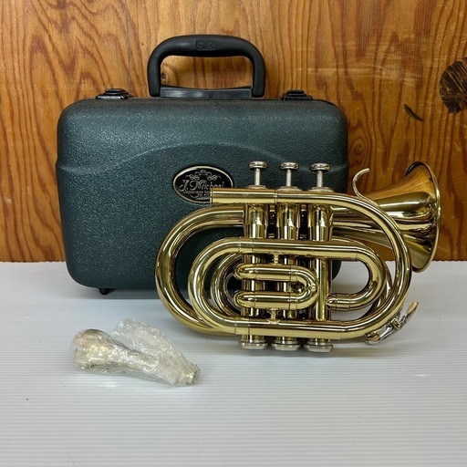 k0812608 J.Michel Jマイケル ポケット ミニ トランペット 管楽器 吹奏楽 演奏 ポケットトランペット 中古 現状品 マイケル ケース付