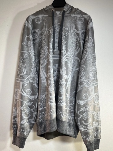 【新品未使用品】VERSACE シルバー バロック ジャカード フーディ