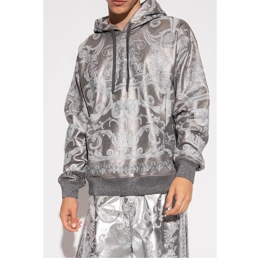 【新品未使用品】VERSACE シルバー バロック ジャカード フーディ