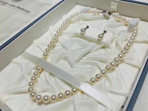 【鑑定書あり】アコヤ真珠 ネックレス7-7.5mm イヤリング7.5-8mm