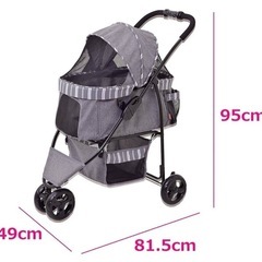 【美品】ペットカート 折りたたみ ドッグカート 3輪 耐荷重12kg 犬 猫 小型犬 中型犬 バギー の画像
