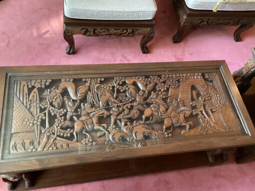 【8/24限定☆最大50％OFF】台湾家具応接間セット④　机（大）　セット販売あり　中国風　木彫り