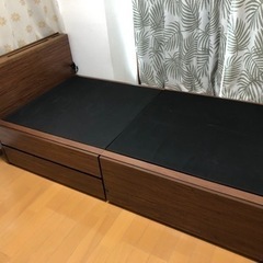 大容量収納付シングルベッドフレーム