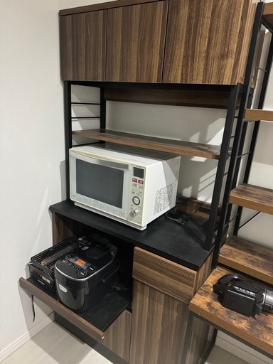食器棚　アイアン　木目