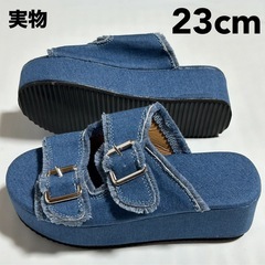 新品　厚底サンダル　23cm　デニム　スリッパ　ぞうりの画像