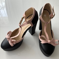 美脚効果抜群リボンパンプス　ブラック　23cm