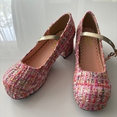 未使用　ピンク　ツイードパンプス　23cm