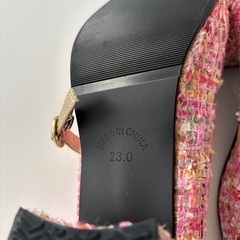 未使用　ピンク　ツイードパンプス　23cmの画像