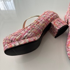 未使用　ピンク　ツイードパンプス　23cmの画像