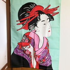インバウンド向き！芸者のタペストリー（のれん）未使用品の画像