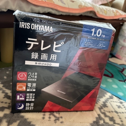 アイリスオーヤマ テレビ録画用 外付けハードディスク 1TB ブラック HD-IR1-V1