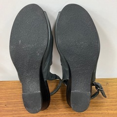 N2408-378 water massage オープントゥサンダル ブラック レザー キズ汚れ有り サイズ:22.5cmの画像