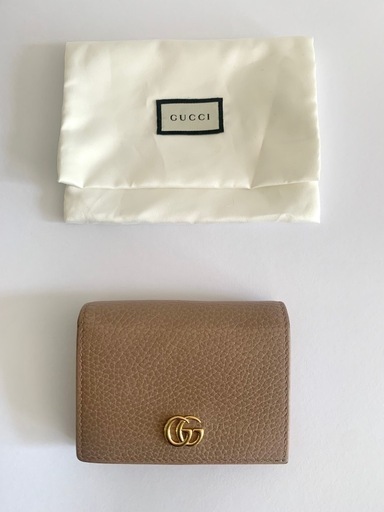 【美品】　GUCCI グッチ プチマーモント　ベージュ　二つ折り財布　カードたっぷり
