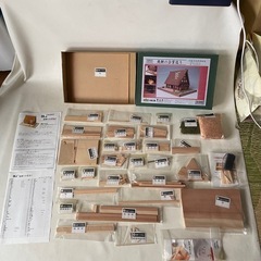 小林工芸 白川郷 五箇山 飛騨の合掌造り 木製美術建築模型 木製組立キット KOB-T4 未組立 ボーナスパーツ LED 電飾セット 未使用自宅保管品  の画像