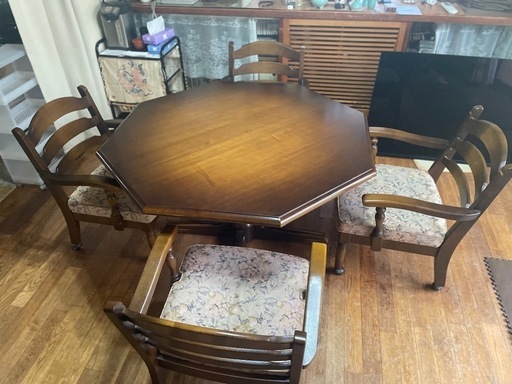 モダン ダイニングテーブル＆キャスターチェア4脚　セット