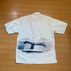 【古着】クジラ模様のかりゆしウェア（L）