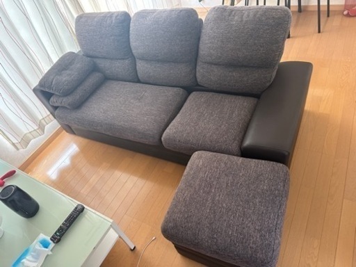 家具 ソファ 3人掛けソファ+オットマン