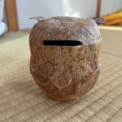 ふくろう　フクロウ　置物　貯金箱　木の画像