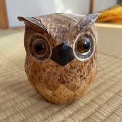 ふくろう　フクロウ　置物　貯金箱　木