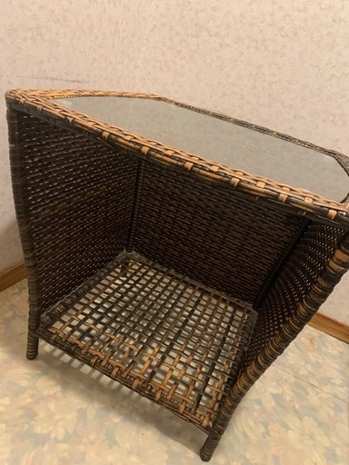 ラタン調 テーブル リゾート アジアン家具 バルコニー ベランダ サイドテーブル