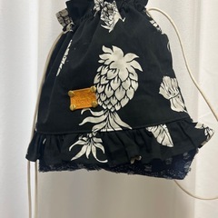 新品フリルパイナップルデニム巾着バッグの画像