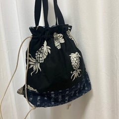 新品フリルパイナップルデニム巾着バッグの画像