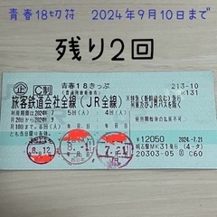 青春18きっぷ　残2回　残り2回　2回分　2日分　2024 夏