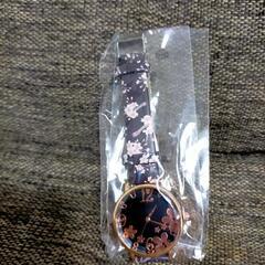 【SALE】桜模様ベルト クリスタルカット 腕時計 レディース クオーツ ウォッチ ブラックの画像