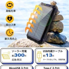 ソーラー充電器 40800mAh モバイルバッテリー 大容量 ソーラーモバイルバッテリー 急速充電 IP67防水の画像